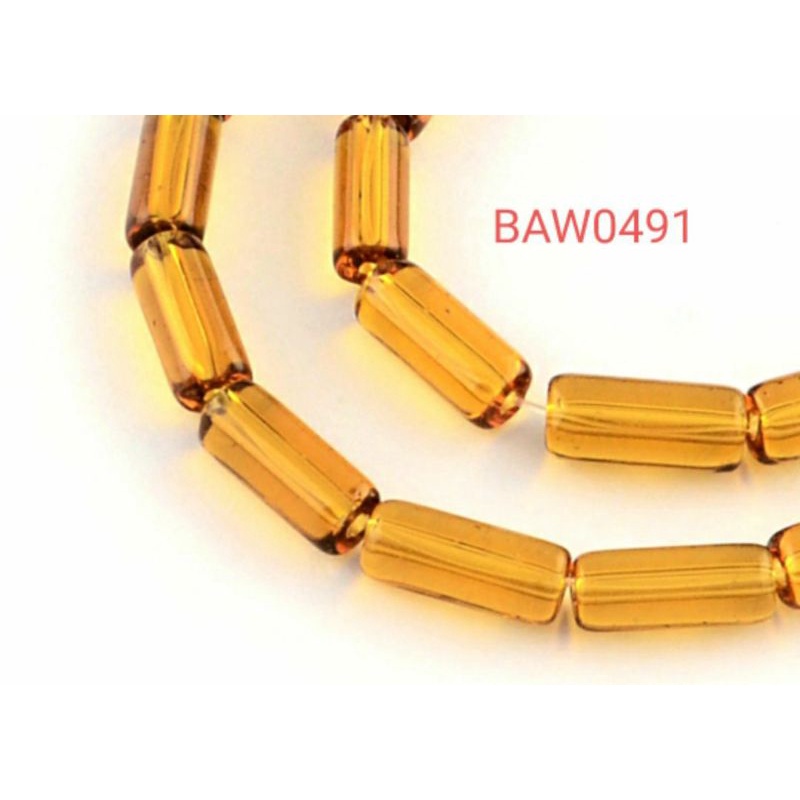 manik-manik kaca tabung besar 15 X 6 mm  coklat oker