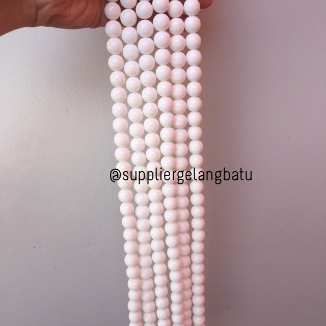 batu kalung gelang white onyx putih susu akik 12mm bahan aksesoris original fashion pria wanita