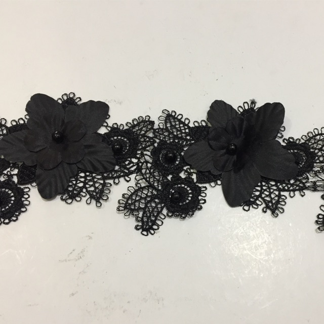 RENDA MUTIARA HITAM BUNGA BESAR