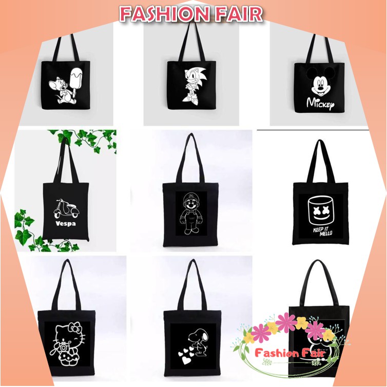 [LOKAL] Fashion Fair - Totebag Tote (PAKAI SELETING) Cartoon kpop murah wanita custom motif