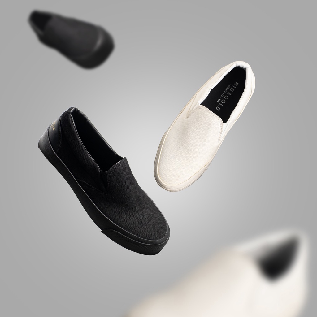 Sepatu Slip On Canvas Putih / Hitam