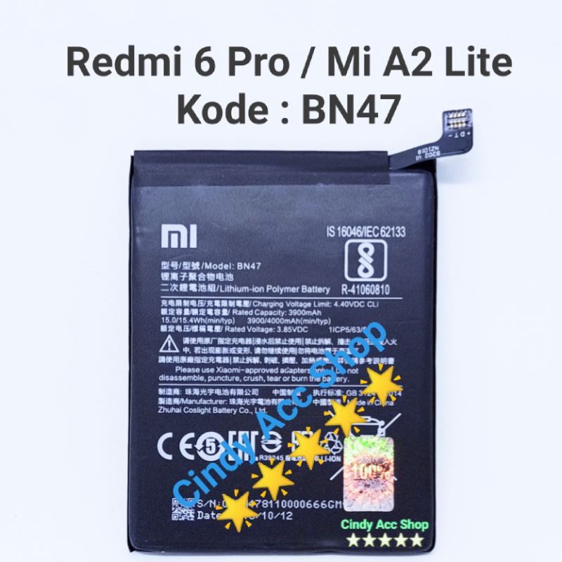 Baterai Original Redmi 6 Pro Mi A2 Lite BN47 Batre Battery