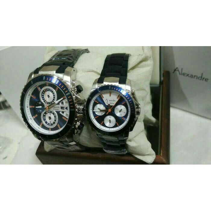 READY ALEXANDRE CHRISTIE AC 6455 COUPLE ORIGINAL SILVER RING BLUE