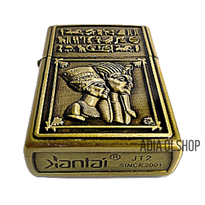 PAKET KOMPLIT KOREK API KANTAI GOLD MOTIF FIRAUN PLUS MINYAK 100ML + BATU ZIPPO