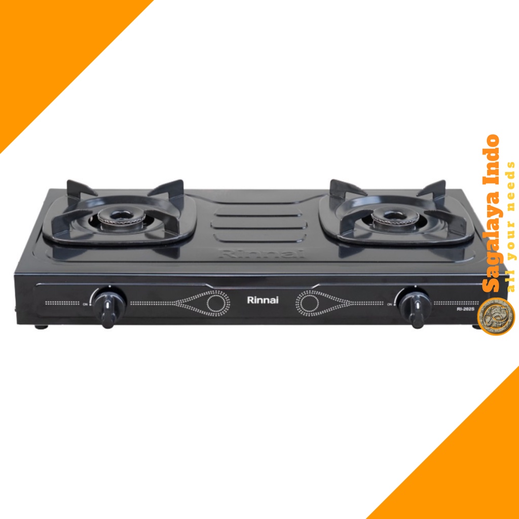 Kompor Gas 2 Tungku Rinnai Ceflon Hitam Elegan