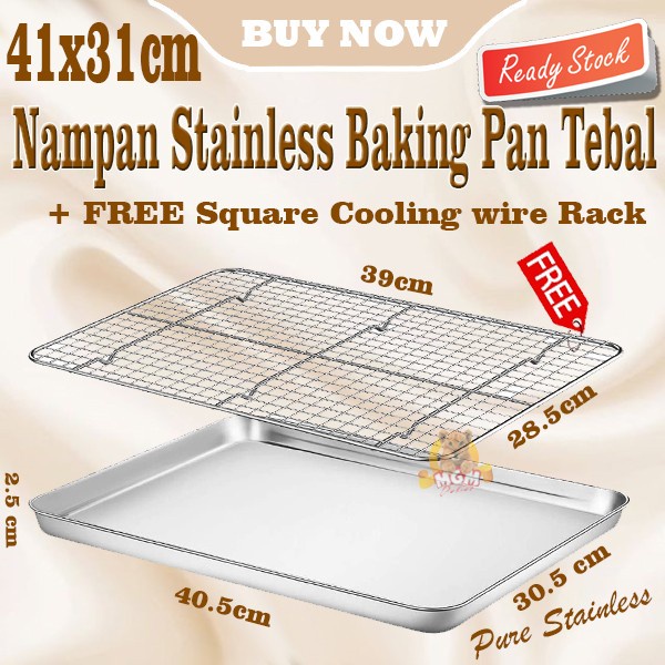 Heavy Duty Baking pan Nampan Stainless 41x31 PLUS FREE Cooling wire TK