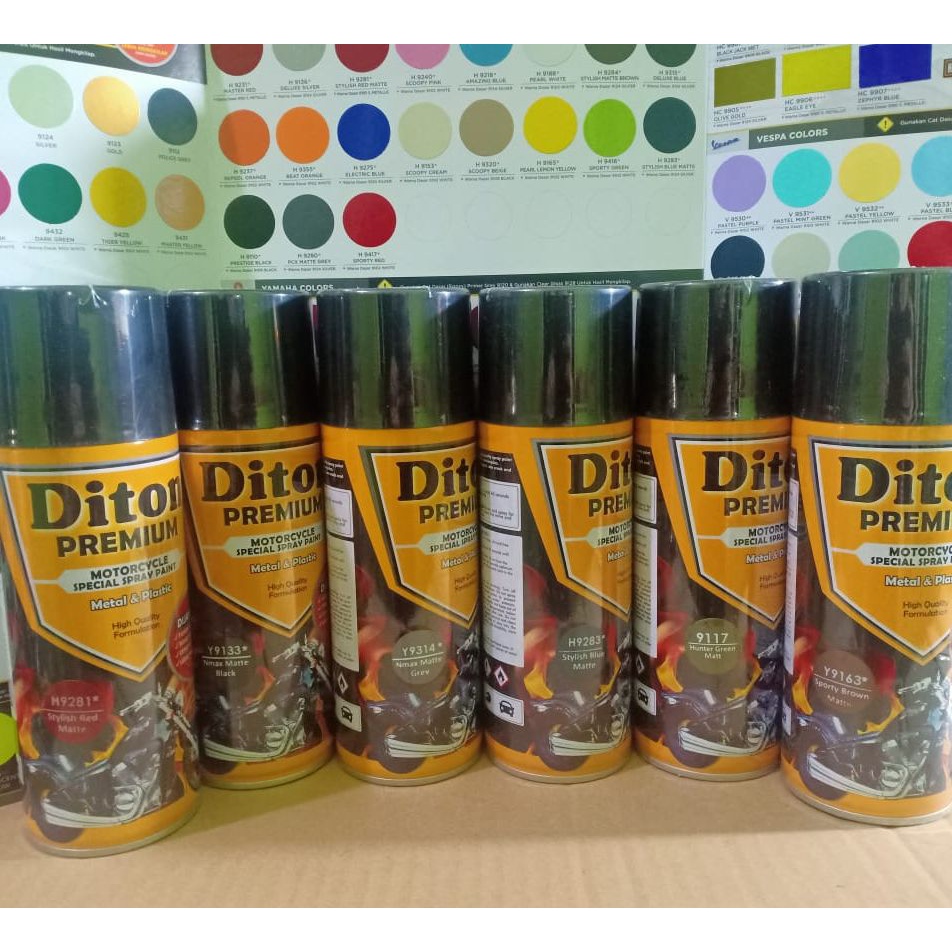 DITON Premium Pilok Pilox Warna Doff / Dop / Matte / Tidak Mengkilap ( Merah Doff Hitam Doff Coklat Doff Hijau Doff Biru Doff Clear Doff Hunter Green Stylist Red dll ) 400cc/400ml