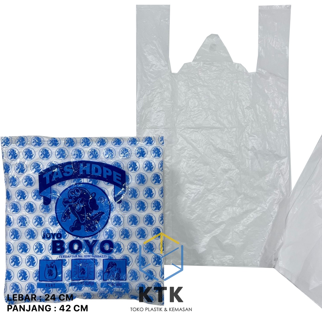Kantong Kresek Putih Boyo Biru 24x42 / Tas Plastik Ukuran 24 HD Murah