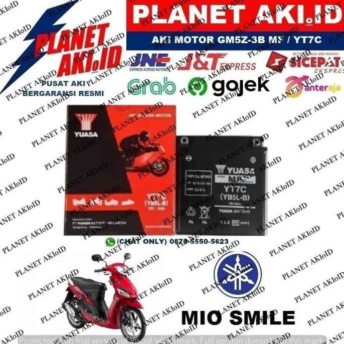 Aki Motor Yamaha Mio Smile YT7C YUASA Accu Kering MF planeta76 Berkualitas