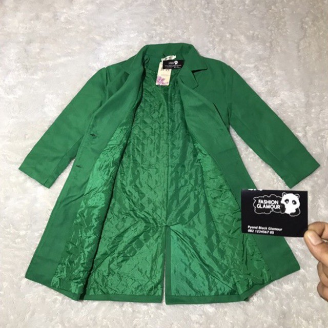 CT4 MANTEL COAT BLAZER WOLL HANGAT IMPORT WANITA ASIA EROPA KOREA BRITISH MELODY DOG DISNEY GREEN