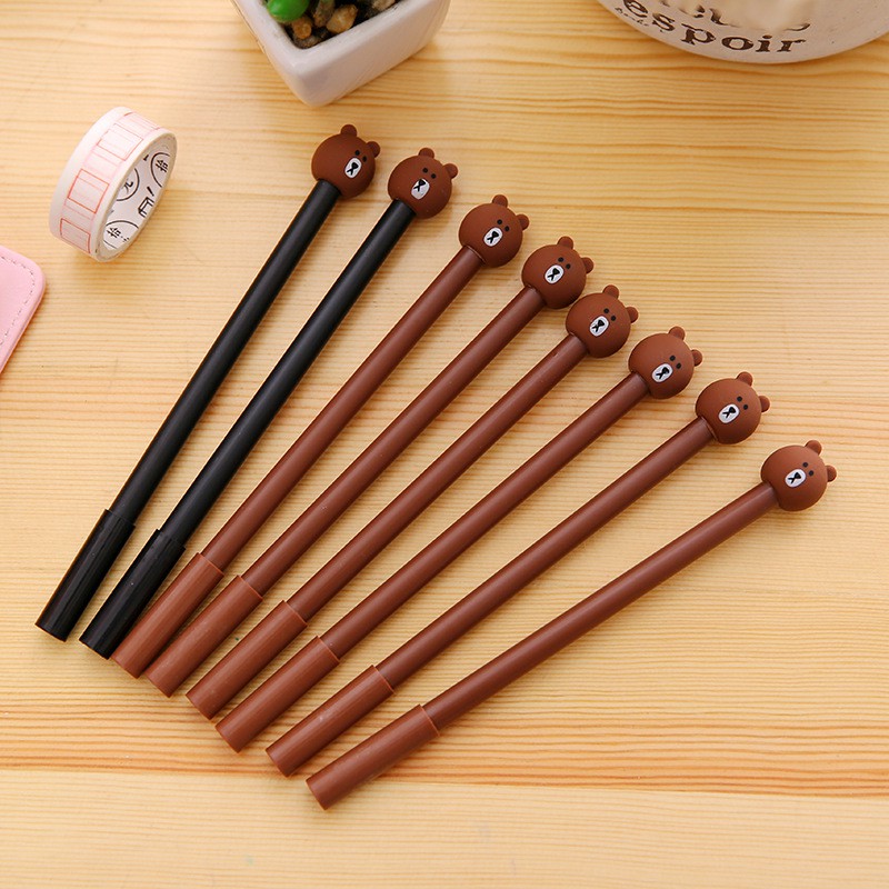 

Kartun gel pena hewan beruang coklat kecil