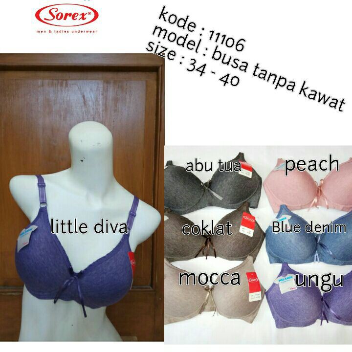 Bra SOREX 11106 SOREX 34076 sz 34 36 38 Melange busa tanpa kawat size 34 36 38 40 Bh Wanita 3/4 cup Kait 2 BTK