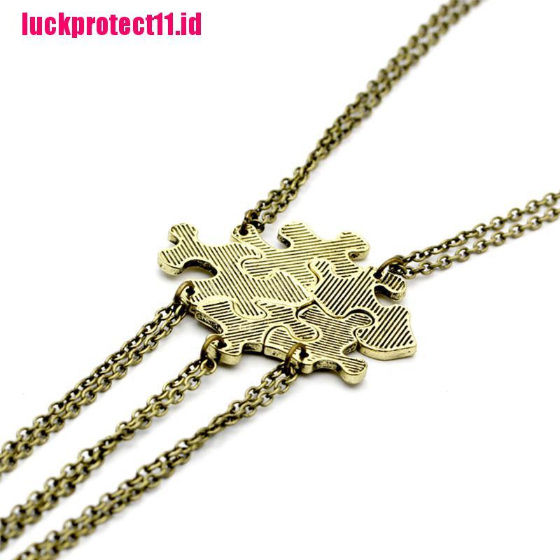 【LUCK】5PCS/1Set Interlocking Jigsaw Puzzle Pendant Necklace Best Friends Friendship