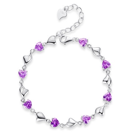 Gelang Sapphire Bentuk Hati Bahan Stainless Steel 925 Untuk Wanita