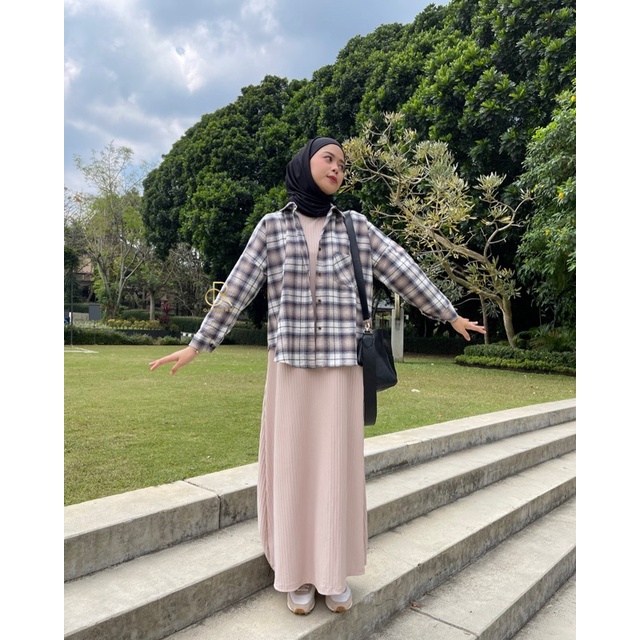 ANNA SHIRT / KEMEJA TARTAN WANITA-DOVE