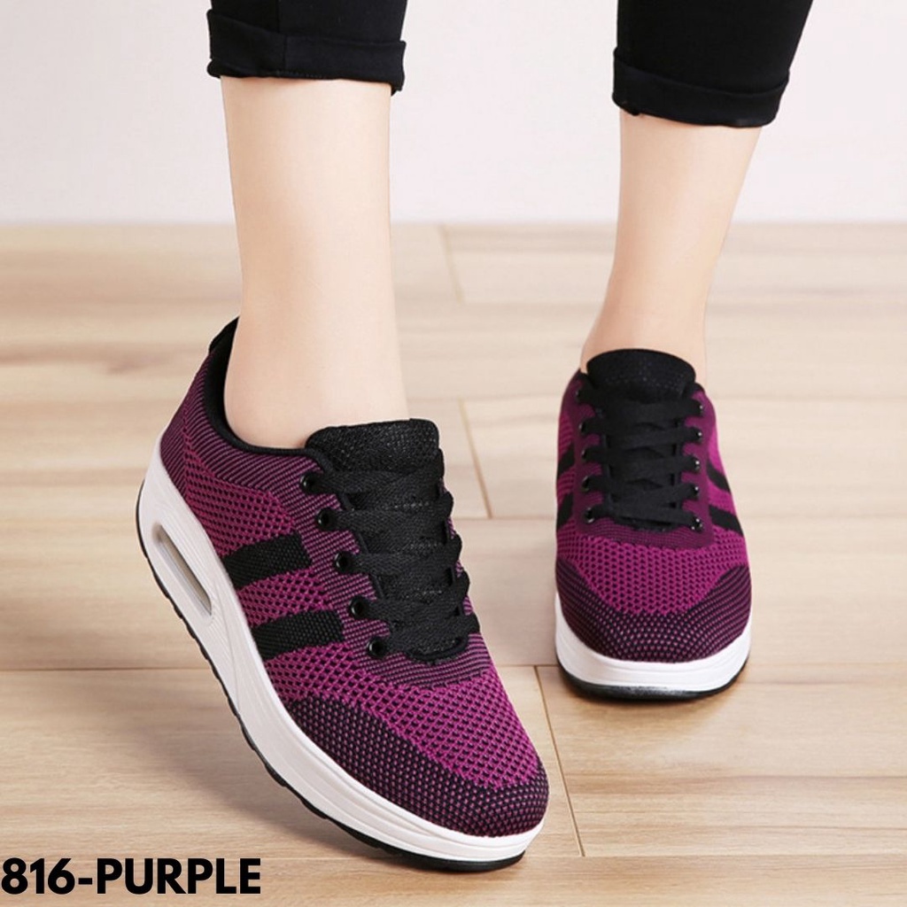 SNEAKERS WANITA IMPORT SPORT NAMAN HIGHSOLE OLAHRAGA ENTENG RINGAN ELASTIS ANTI SLIP TERBARU 816