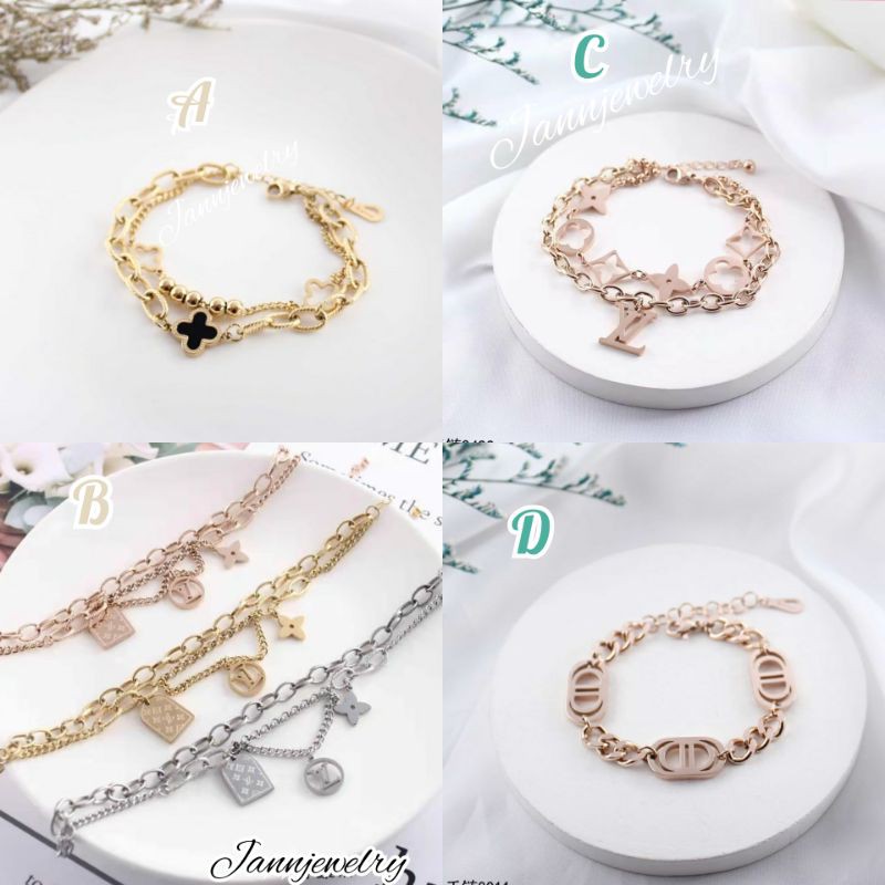Gelang titanium asli double layer etnik anti karat
