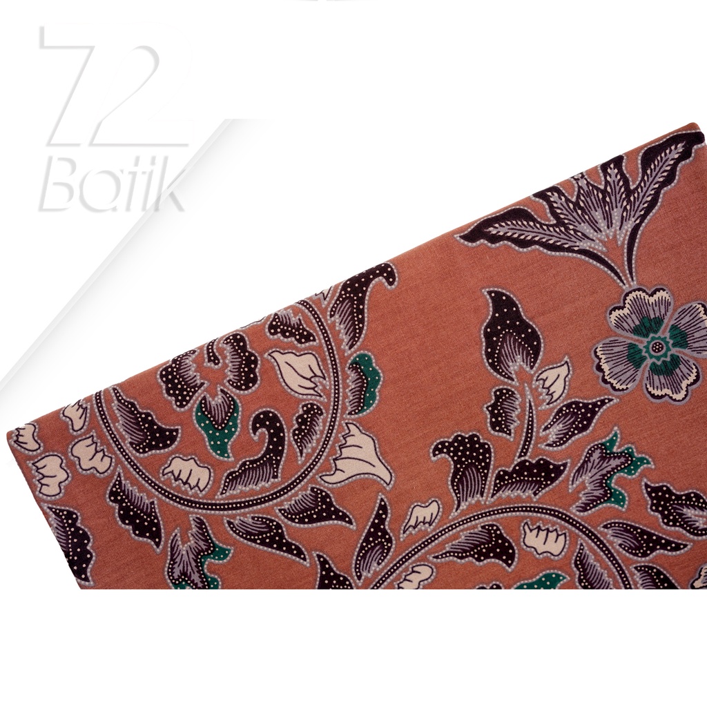 KAIN BATIK PREMIUM Bahan Katun Motif Godong Mlungker Warna Orange Kecoklatan 722290 Cap 72 Jarik Jarit Samping Kebat Panjang Batik Katun Modern Premium Bahan Seragam Batik Pernikahan Kantor Keluarga Murah Kamen Jadi Batik Bali Lembaran