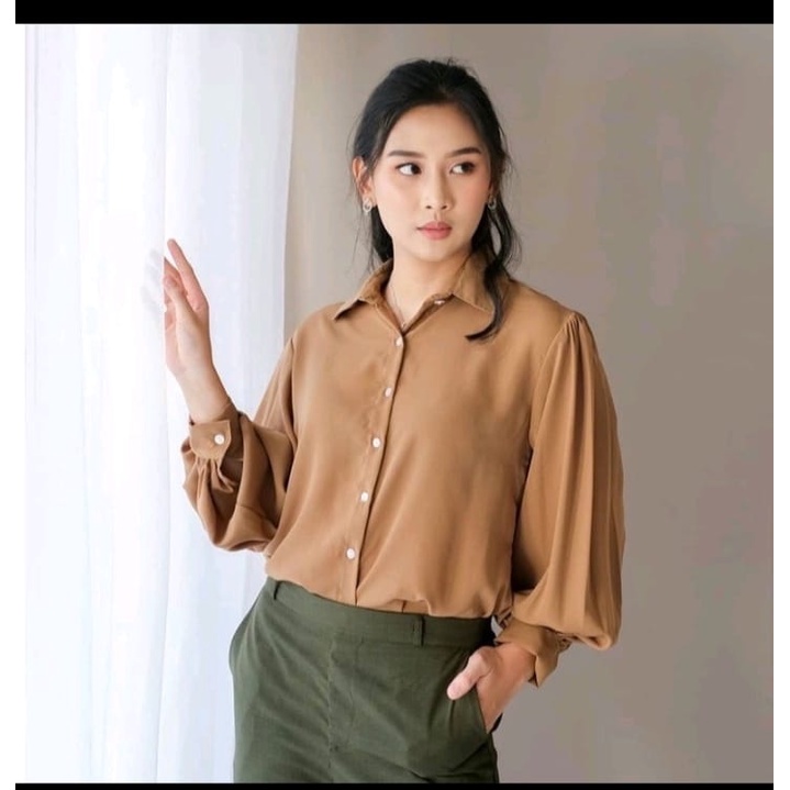 KEMEJA AUDRY RUFFI BASIC SHIRT/ LENGAN BALON