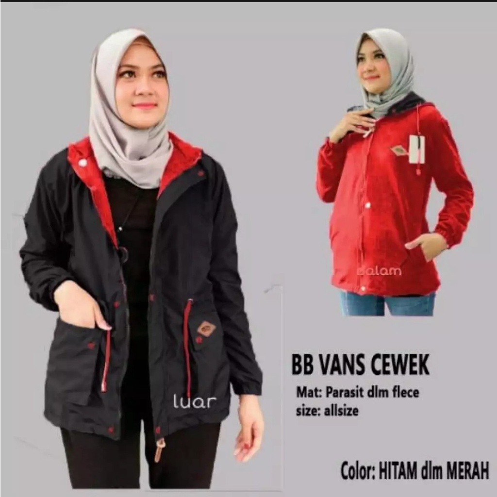 Jaket Parka Parasut Murah / Jaket Bolak Balik Wanita / Jaket Wanita Size M-L-XL