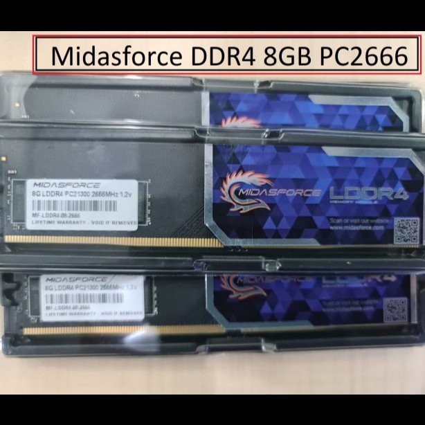 MEMORY RAM PC LONGDIMM DDR4 8GB PC21300 2666Mhz - MIDASFORCE 1x8gb