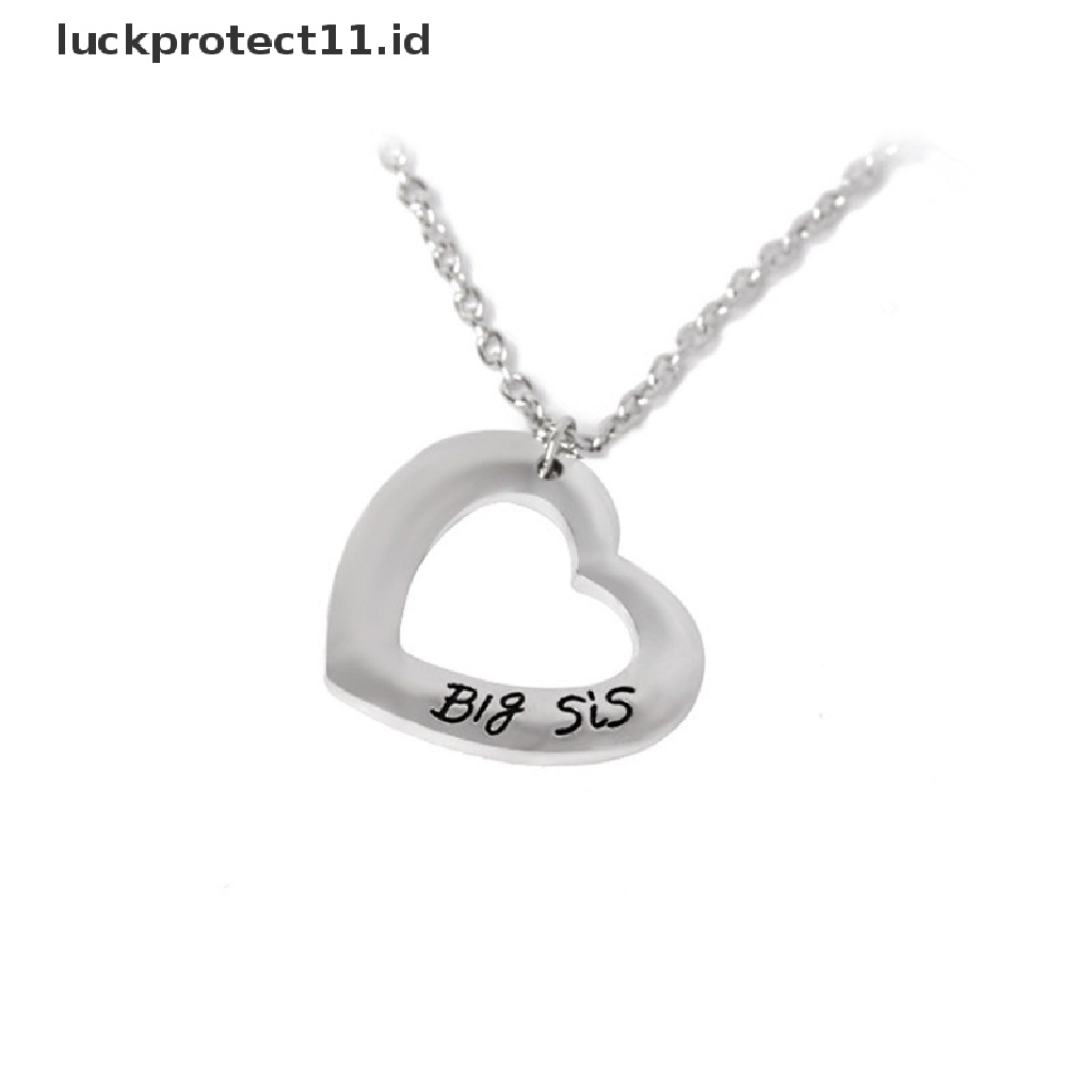 &lt; Luckprotect11. &lt; Luckproteksi2pcs / Set Kalung Rantai Dengan Liontin Hati Tulisan Big / Little Sister