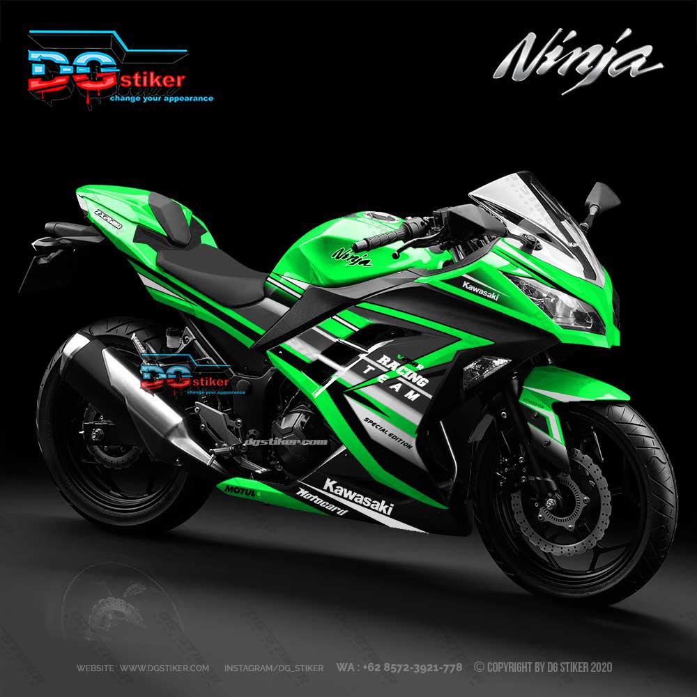 Decal sticker ninja 250 fi hijau racing team