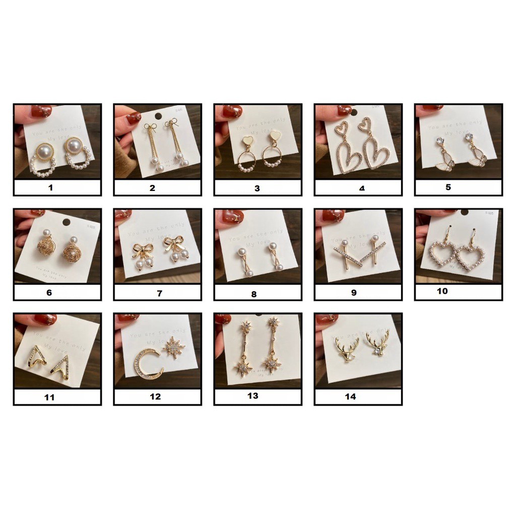 ☀INDOLAND☀ A059 Anting Tusuk 17KM Gantung Temperament Desain Hati + Pita + Mutiara Gaya Korea / Elegan 17km Untuk Wanita