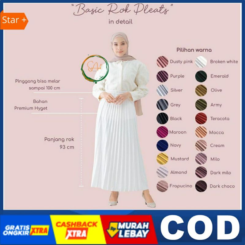 Rok Wanita Panjang / Plisket Rok / Rok Plisket Panjang / Rok Plisket Premium / Bawahan Wanita