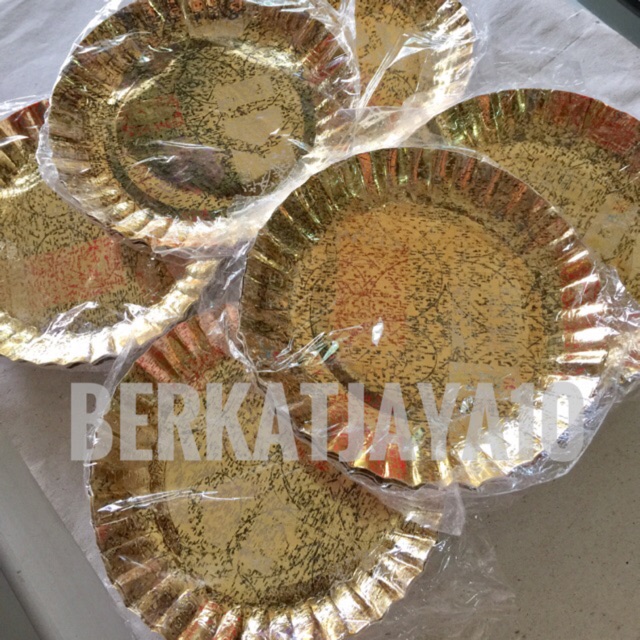 Piring Mas kue ulang tahun piring emas kecil
