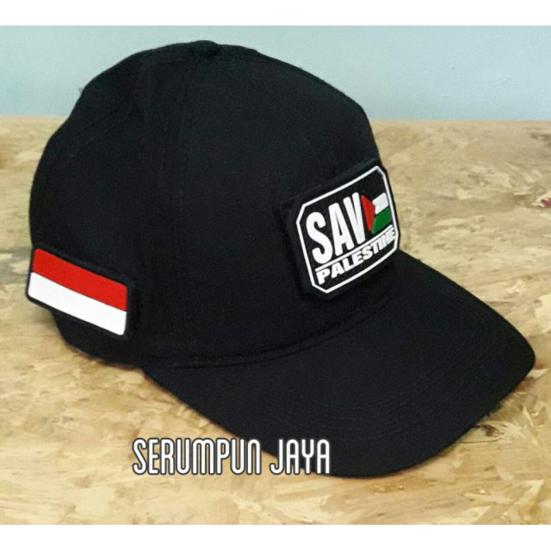 TOPI SAVE PALESTINE - TOPI SAVE PALESTINE 3PATCH VELCRO HITAM