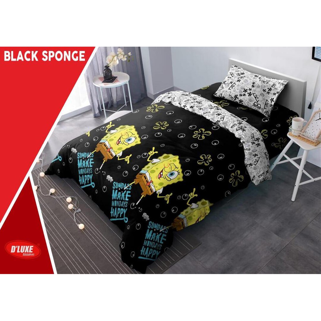 Sprei Kintakun Black Sponge No1 King 180 Seprai Spongebob Hitam