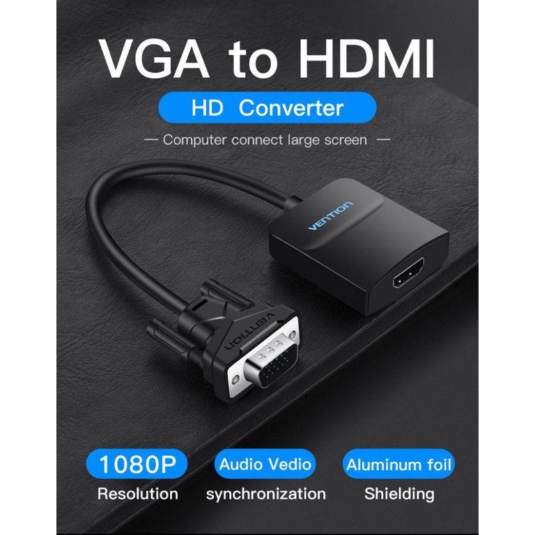 ( Bisa Cod ) Vention Adaptor Converter VGA to HDMI w/ Audio Micro USB Power ACE ACN