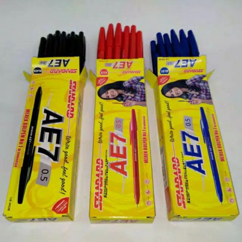 

Bolpoin standard AE7 hitam merah biru
