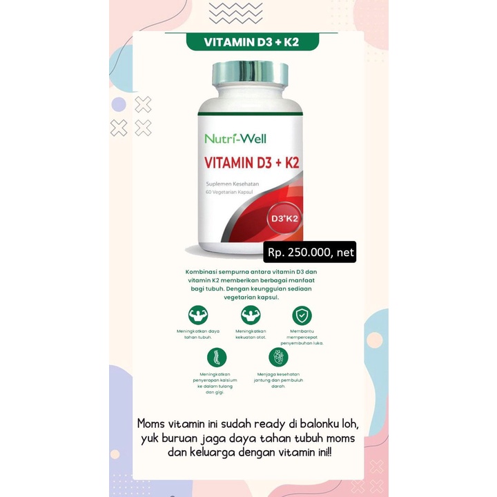 Nutriwell Vitamin D3+K2 60's