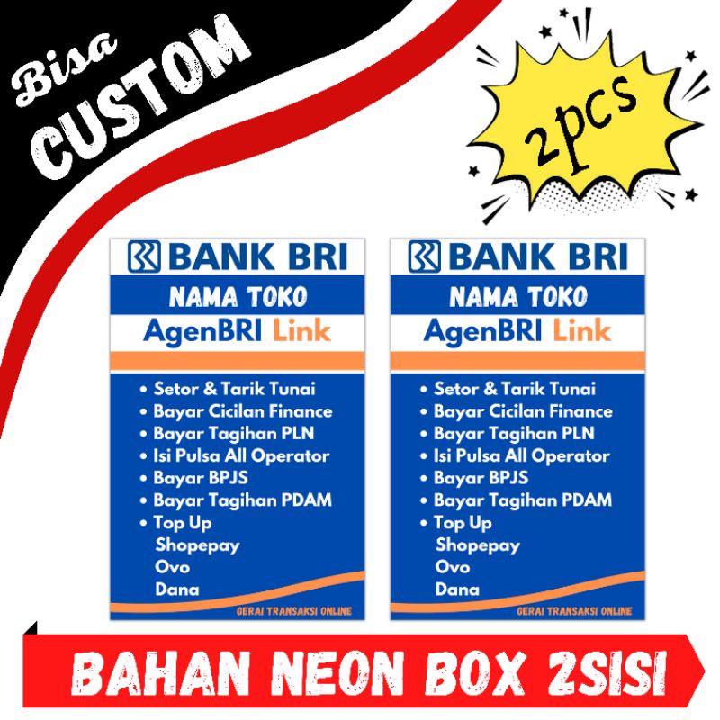 

( DES1 ) STICKER AGEN BRILINK KHUSUS NEON BOX 45CM X 90CM 2MUKA / SISI / BULAK BALIK