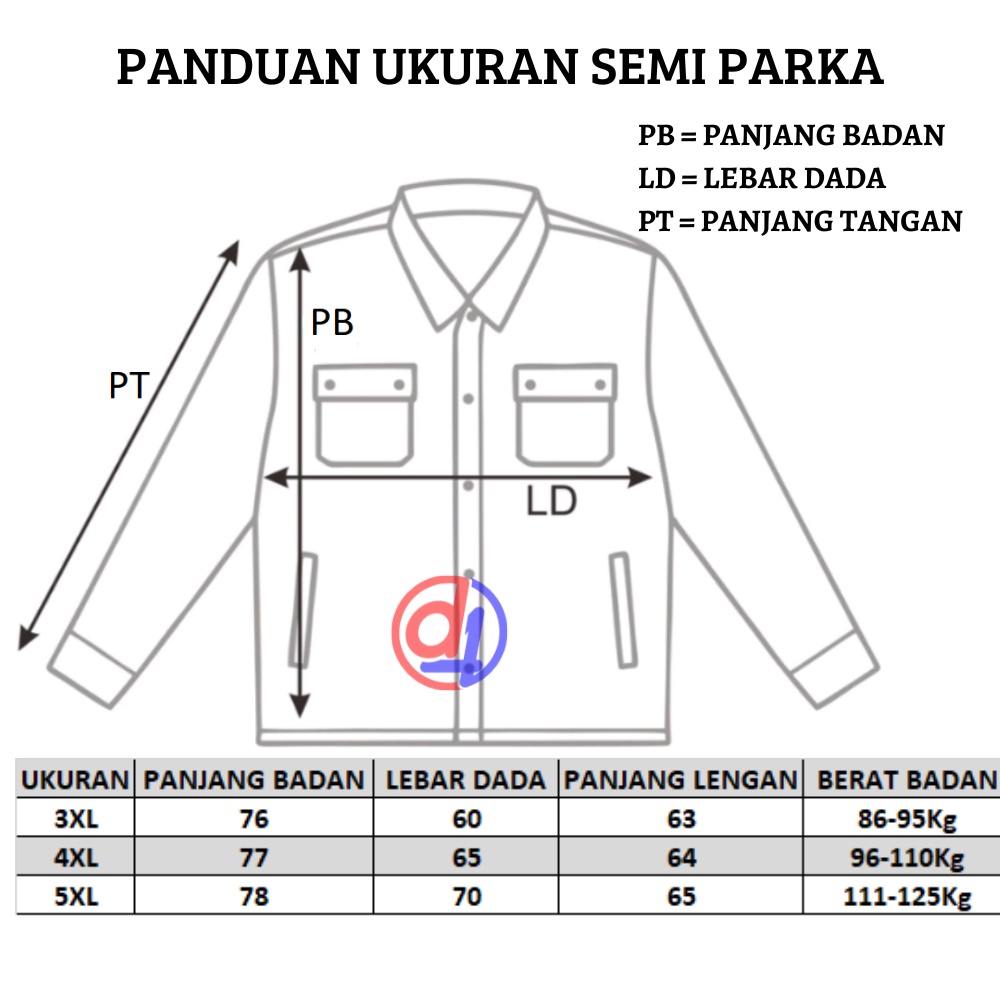 Dfour Jaket Semi Parka Jumbo 3XL 4XL 5XL Trucker Pria Baby Canvas