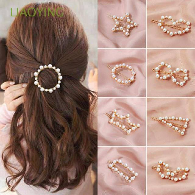 Jepit Rambut Korea Model Pita Geometri Bahan Alloy