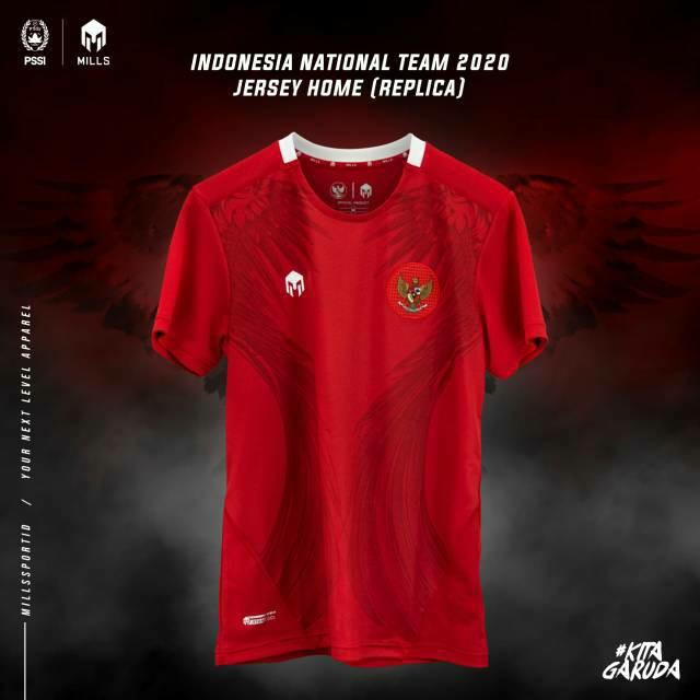 JERSEY TIMNAS GARUDA INDONESIA 2020 MILLS 1014GR JERSEY TIMNAS HOME REPLICA VERSION ORIGINAL