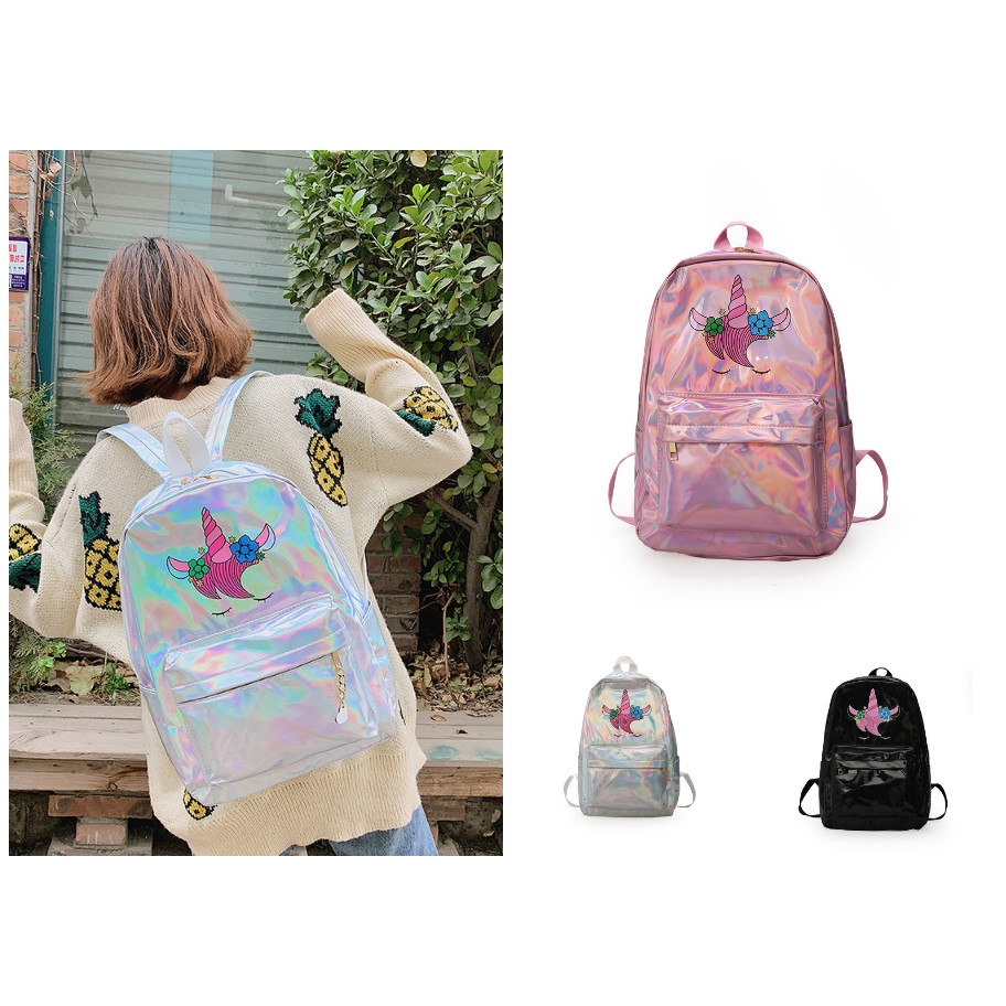 Tas Lucu Bag Laser Unicorn Backpack Tas Tas Ransel Tas Wanita