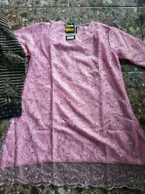 Batik Couple Kebaya Modern Brokat Shofia Tile Mutiara