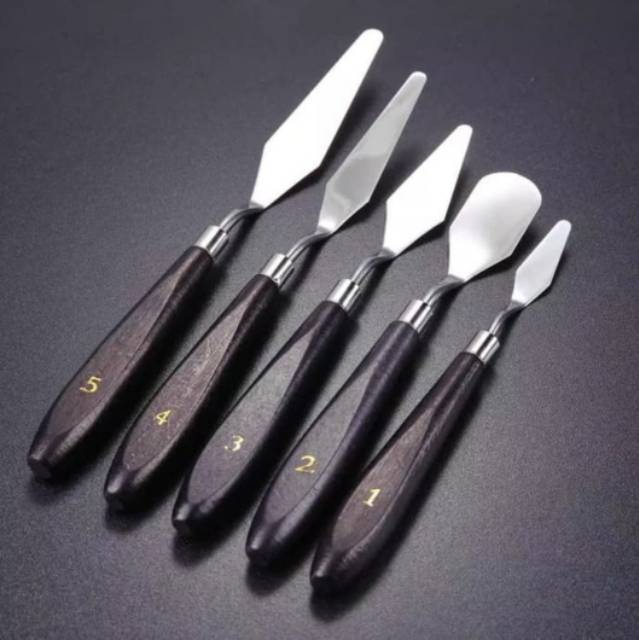 5 PCS Palette Knives Set Scraper Alat Lukis Painting Spatula Stainless