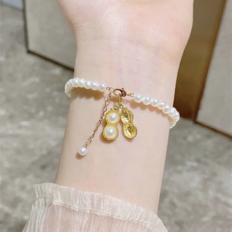 We Flower Gelang Rantai Manik-Manik Mutiara Permata Kelinci Peach Gaya Vintage Untuk Wanita