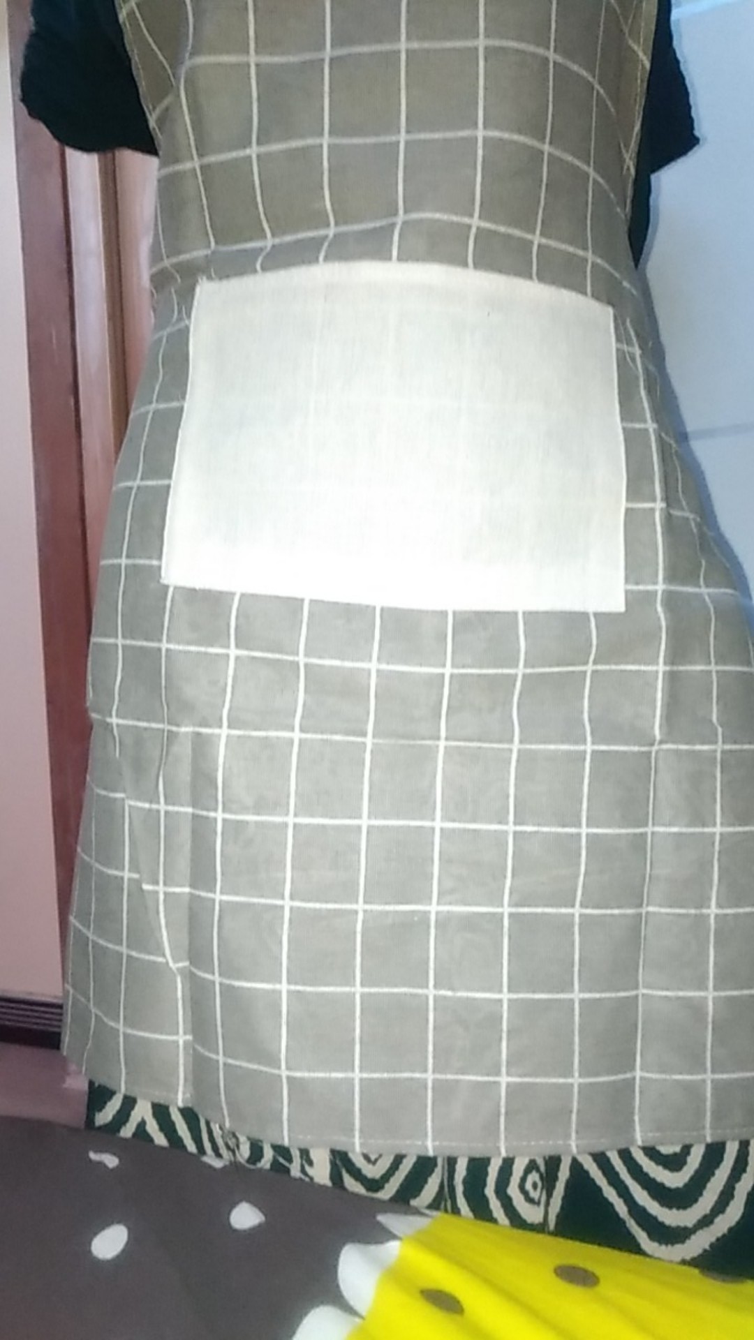 Alfaindo Celemek Masak Apron Bahan Katun Motif Putih Garis Cm002