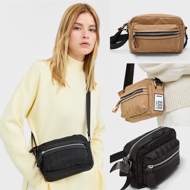 Stradivarius nylon LOVE sling bag
