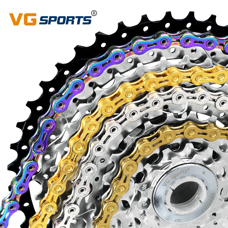 YGRETTE - VG Sports Rantai Sepeda Bicycle Chain Half Hollow 6 7 8 9 10 11 SPEED Rainbow gold Silver