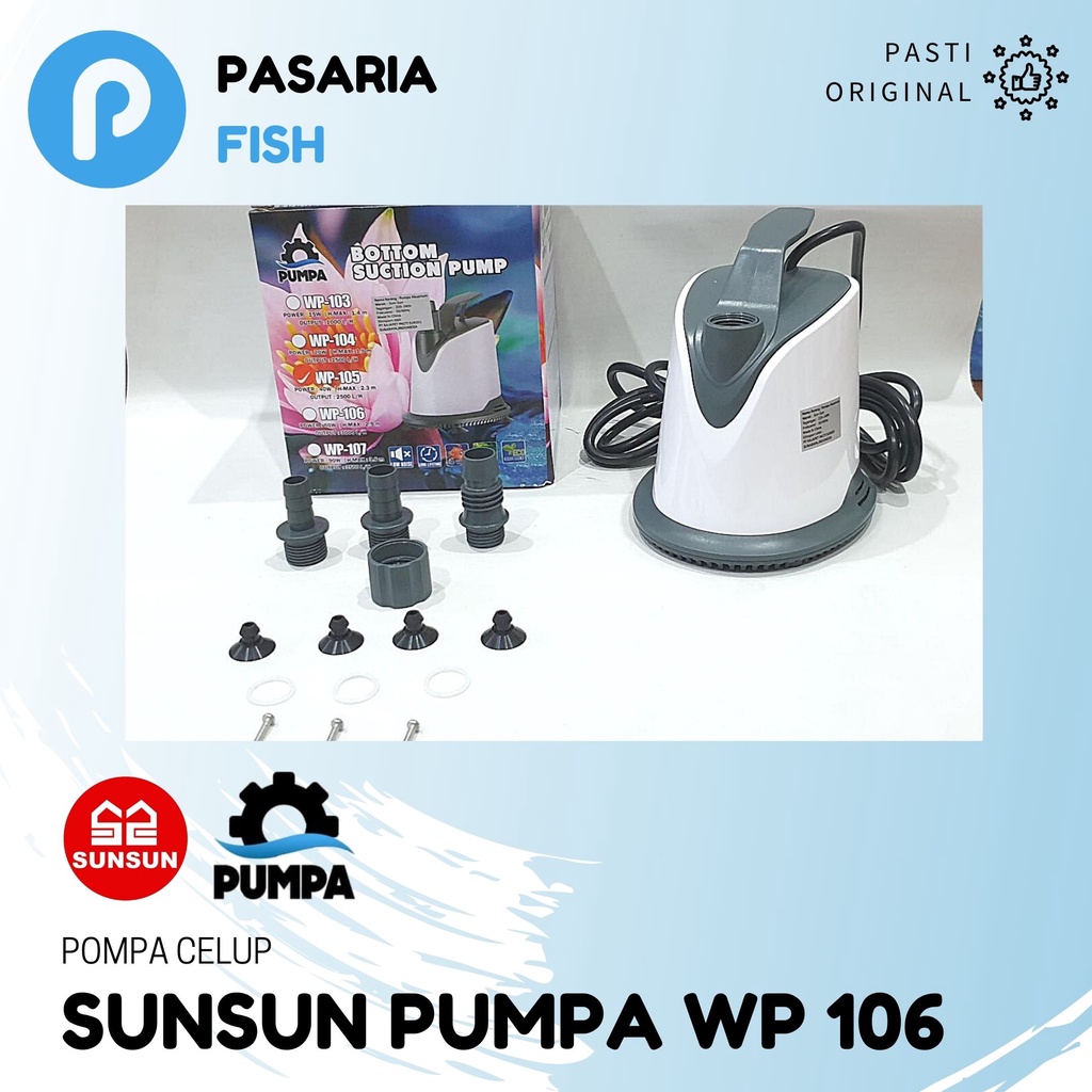 SUNSUN PUMPA WP106/WP 106 Pompa Celup Kolam 3000 liter/jam rendah daya