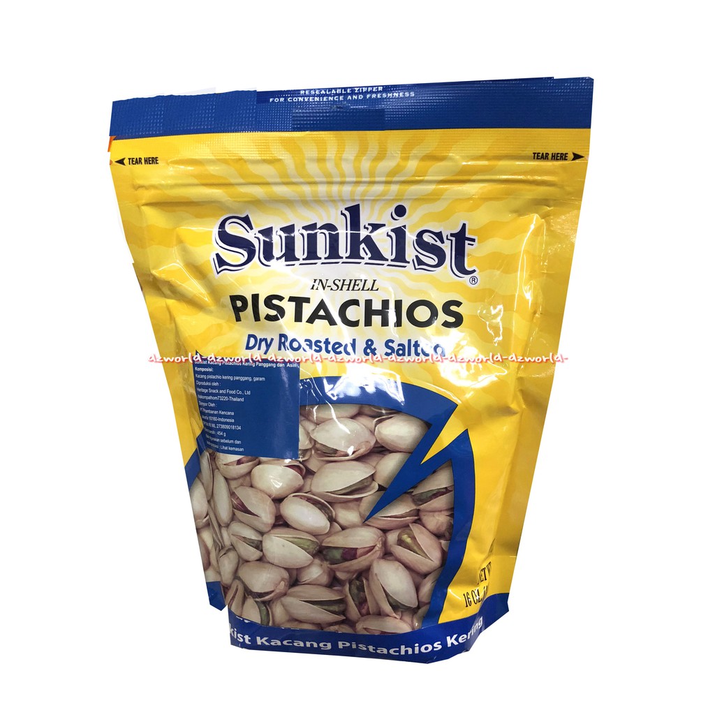 Sunkist Pistachios 454gr Dry Roasted &amp; Salted Pouch Kacang Pistacios Sun Kist Sankis Peanut Pista Chios Kacang Pistachio Panggang