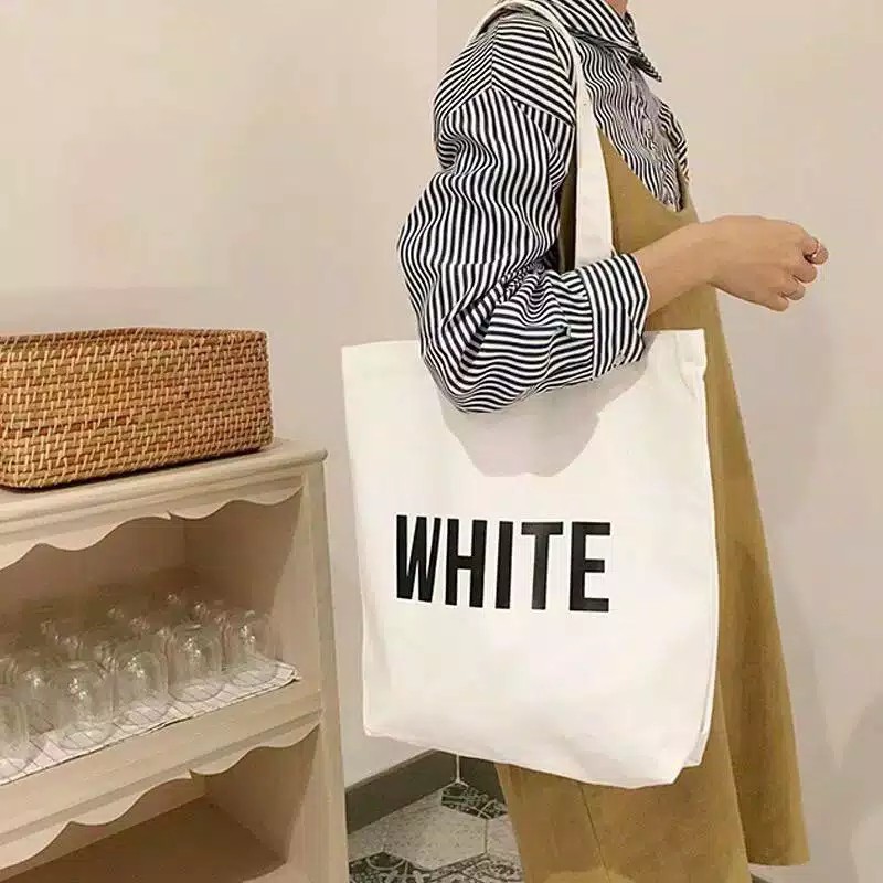 BLACK YELLOW PINK WHITE Tote Bag Totebag Murah Meriah