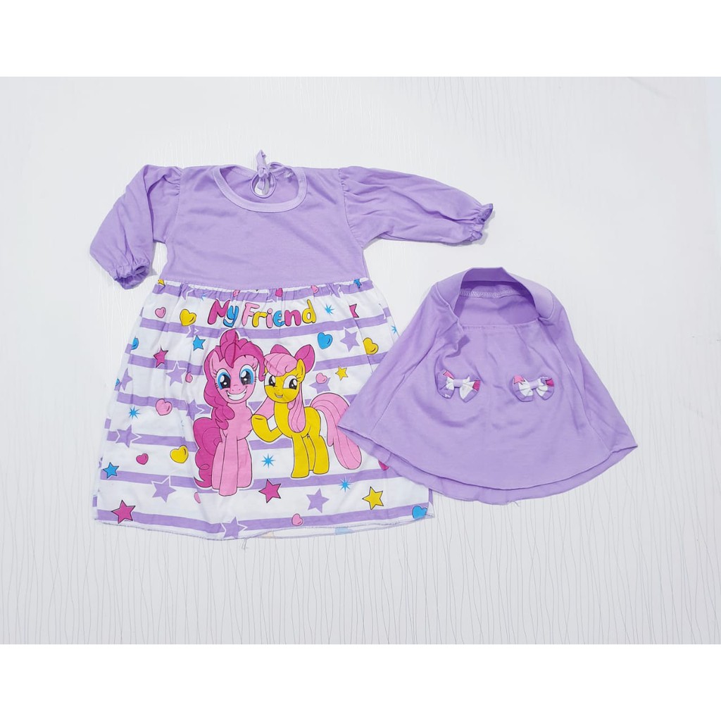 COD dress gamis anak perempuan little pony dan hijab